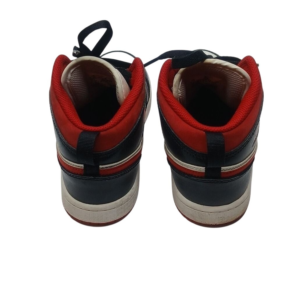 Jordan Air Jordan 1 Mid Kids 2.5Y White Red Black 640734-122 Basketball Shoes - Picture 6 of 8